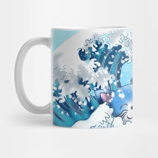 Cat swimming in the wave off Kanagawa Mug